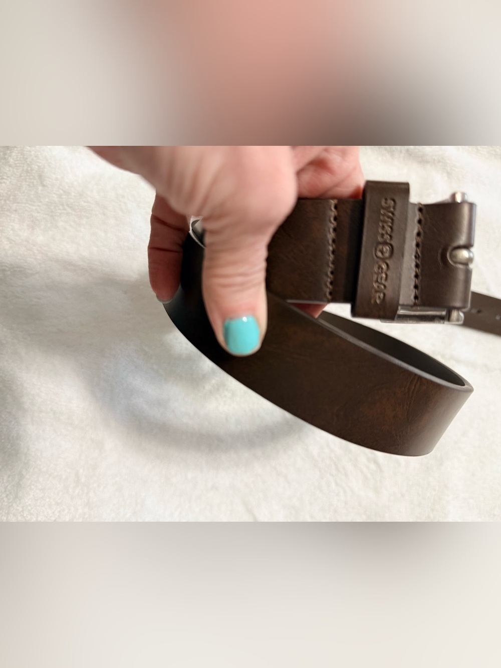 SwissGear Brown Leather Belt with Metal Buckle